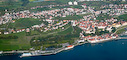 Meersburg mit Anlegestelle aus der Luft